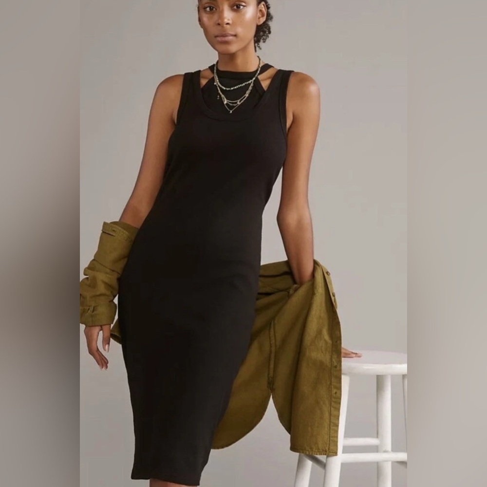 Anthropologie Black Sleeveless Midi Dress